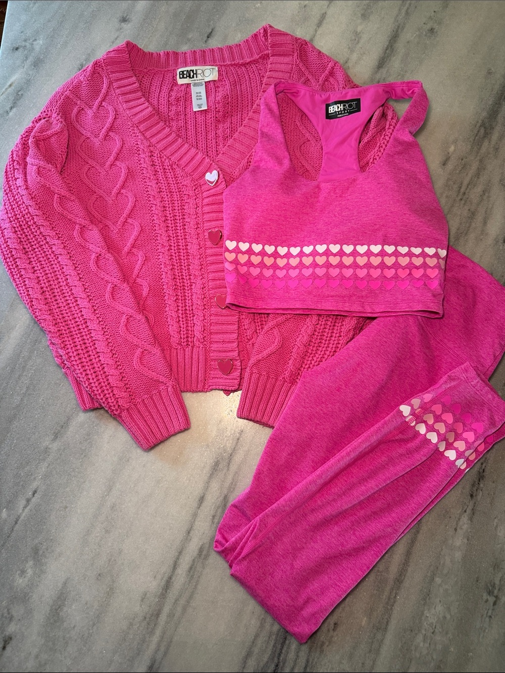 Beach Riot Activewear Heart Print Set